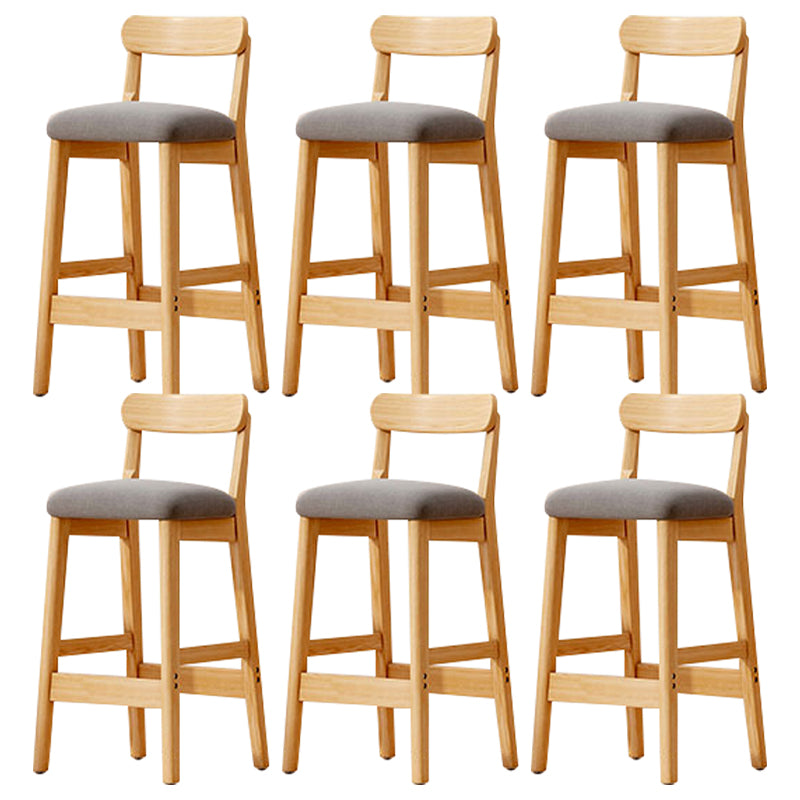 Solid Wood Bar Stool Backrest Upholstered Bar Stools for Dining Room Gray 6 Piece Set Bar Stool(31"H) Clearhalo 'Bar Furniture' 'Bar Stools' 'bar_stools' 'furn' 'furn_bar_stools' 'Furniture' 'Kitchen & Dining Furniture' 7376261