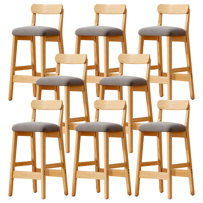 Solid Wood Bar Stool Backrest Upholstered Bar Stools for Dining Room Gray 8 Piece Set Bar Stool(31"H) Clearhalo 'Bar Furniture' 'Bar Stools' 'bar_stools' 'furn' 'furn_bar_stools' 'Furniture' 'Kitchen & Dining Furniture' 7376262