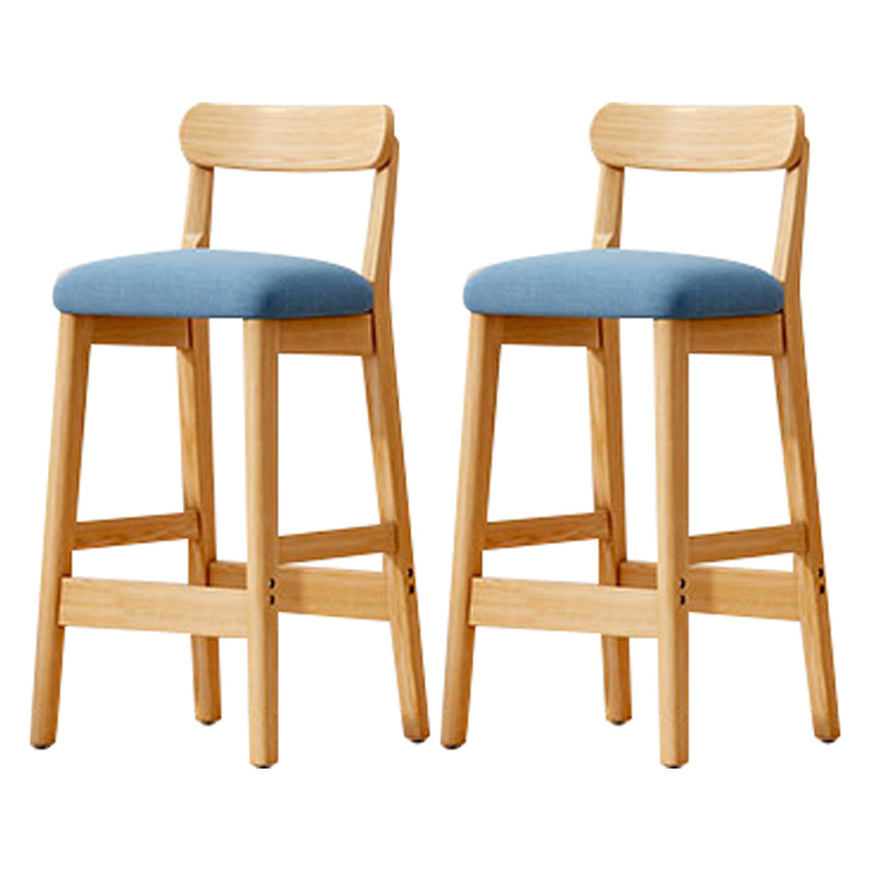 Solid Wood Bar Stool Backrest Upholstered Bar Stools for Dining Room Blue 2 Piece Set Bar Stool(31"H) Clearhalo 'Bar Furniture' 'Bar Stools' 'bar_stools' 'furn' 'furn_bar_stools' 'Furniture' 'Kitchen & Dining Furniture' 7376264