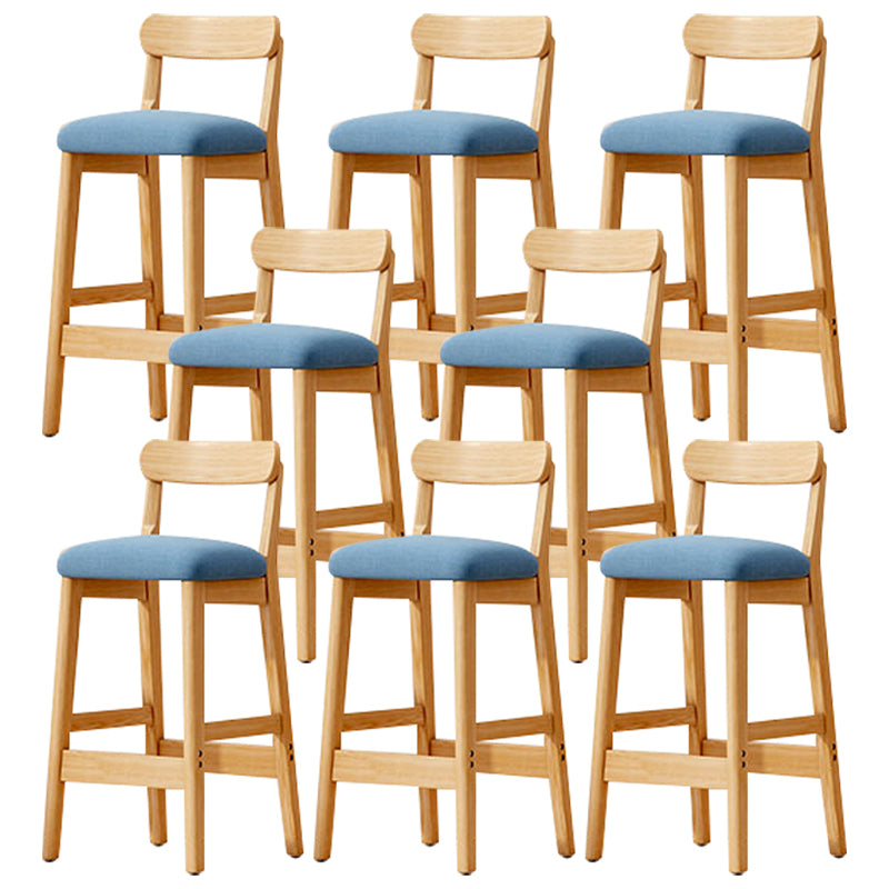 Solid Wood Bar Stool Backrest Upholstered Bar Stools for Dining Room Blue 8 Piece Set Bar Stool(31"H) Clearhalo 'Bar Furniture' 'Bar Stools' 'bar_stools' 'furn' 'furn_bar_stools' 'Furniture' 'Kitchen & Dining Furniture' 7376267