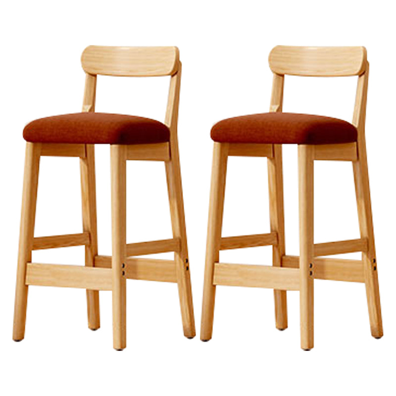Solid Wood Bar Stool Backrest Upholstered Bar Stools for Dining Room Brown 2 Piece Set Bar Stool(31"H) Clearhalo 'Bar Furniture' 'Bar Stools' 'bar_stools' 'furn' 'furn_bar_stools' 'Furniture' 'Kitchen & Dining Furniture' 7376274