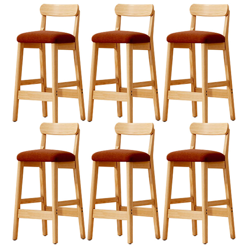 Solid Wood Bar Stool Backrest Upholstered Bar Stools for Dining Room Brown 6 Piece Set Bar Stool(31"H) Clearhalo 'Bar Furniture' 'Bar Stools' 'bar_stools' 'furn' 'furn_bar_stools' 'Furniture' 'Kitchen & Dining Furniture' 7376276