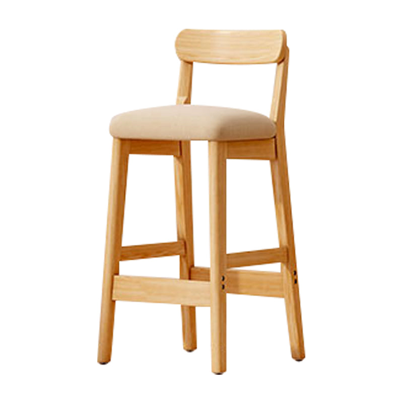 Solid Wood Bar Stool Backrest Upholstered Bar Stools for Dining Room Khaki 1 Piece Bar Stool(31"H) Clearhalo 'Bar Furniture' 'Bar Stools' 'bar_stools' 'furn' 'furn_bar_stools' 'Furniture' 'Kitchen & Dining Furniture' 7376278