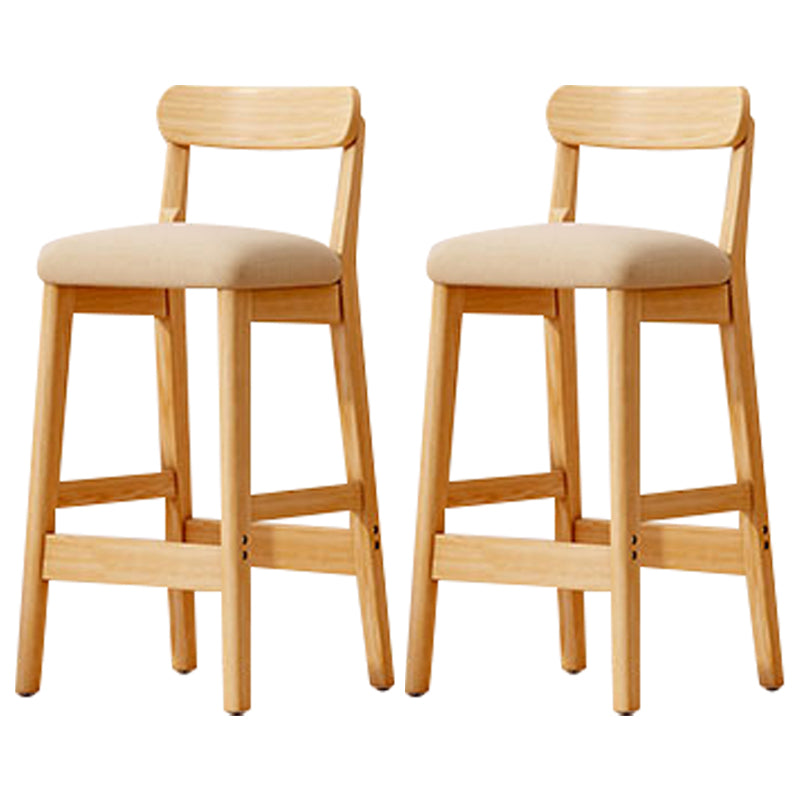Solid Wood Bar Stool Backrest Upholstered Bar Stools for Dining Room Khaki 2 Piece Set Bar Stool(31"H) Clearhalo 'Bar Furniture' 'Bar Stools' 'bar_stools' 'furn' 'furn_bar_stools' 'Furniture' 'Kitchen & Dining Furniture' 7376279