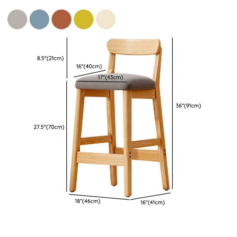 Solid Wood Bar Stool Backrest Upholstered Bar Stools for Dining Room Clearhalo 'Bar Furniture' 'Bar Stools' 'bar_stools' 'furn' 'furn_bar_stools' 'Furniture' 'Kitchen & Dining Furniture' 7376283