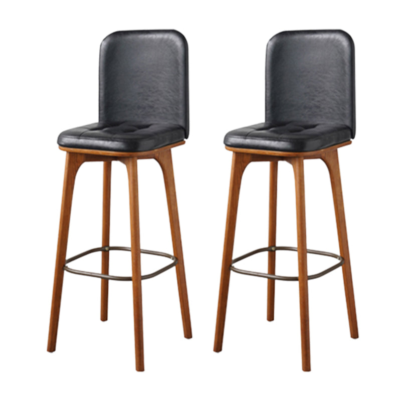 Modern Style Bar Stool Leather Backrest Bar Stools with Wooden Base Walnut+Black 2 Piece Set Clearhalo 'Bar Furniture' 'Bar Stools' 'bar_stools' 'furn' 'furn_bar_stools' 'Furniture' 'Kitchen & Dining Furniture' 7376286