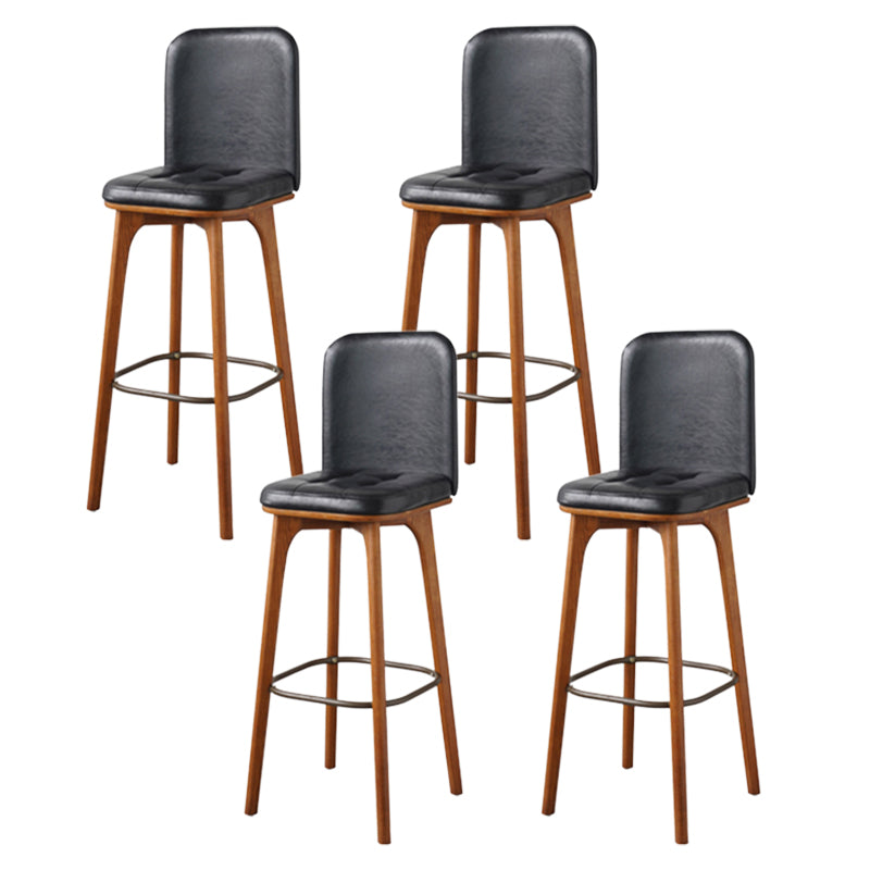 Modern Style Bar Stool Leather Backrest Bar Stools with Wooden Base Walnut+Black 4 Piece Set Clearhalo 'Bar Furniture' 'Bar Stools' 'bar_stools' 'furn' 'furn_bar_stools' 'Furniture' 'Kitchen & Dining Furniture' 7376288