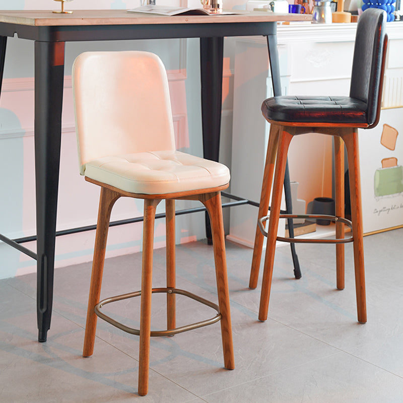 Modern Style Bar Stool Leather Backrest Bar Stools with Wooden Base Clearhalo 'Bar Furniture' 'Bar Stools' 'bar_stools' 'furn' 'furn_bar_stools' 'Furniture' 'Kitchen & Dining Furniture' 7376290