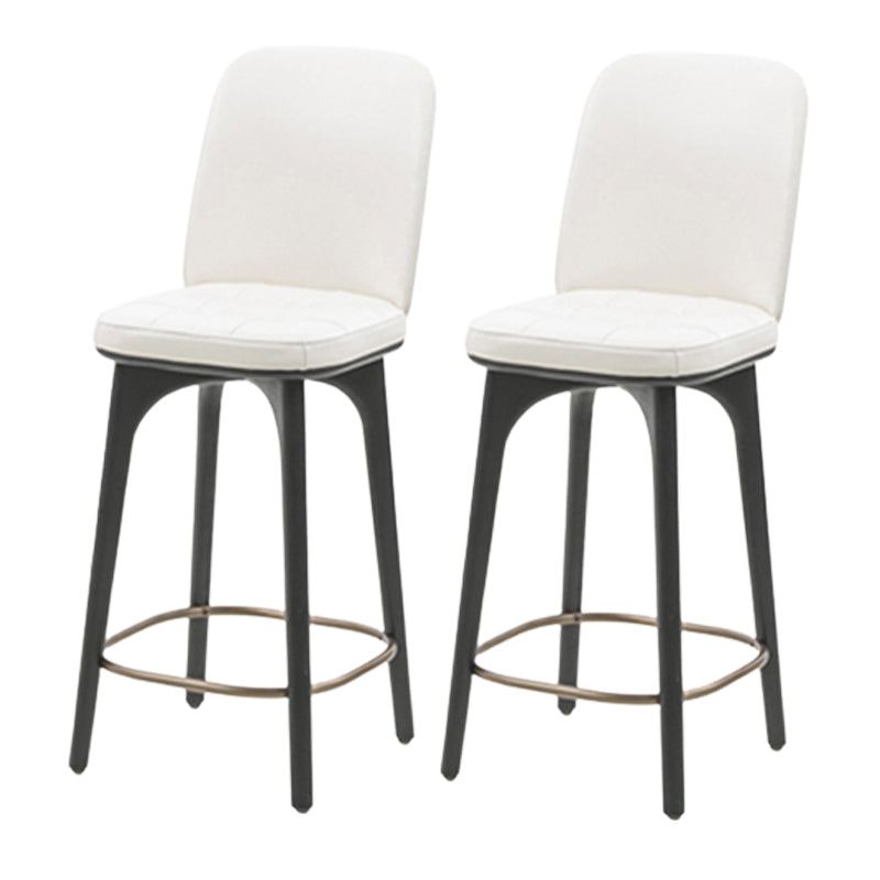 Modern Style Bar Stool Leather Backrest Bar Stools with Wooden Base White 2 Piece Set Clearhalo 'Bar Furniture' 'Bar Stools' 'bar_stools' 'furn' 'furn_bar_stools' 'Furniture' 'Kitchen & Dining Furniture' 7376294