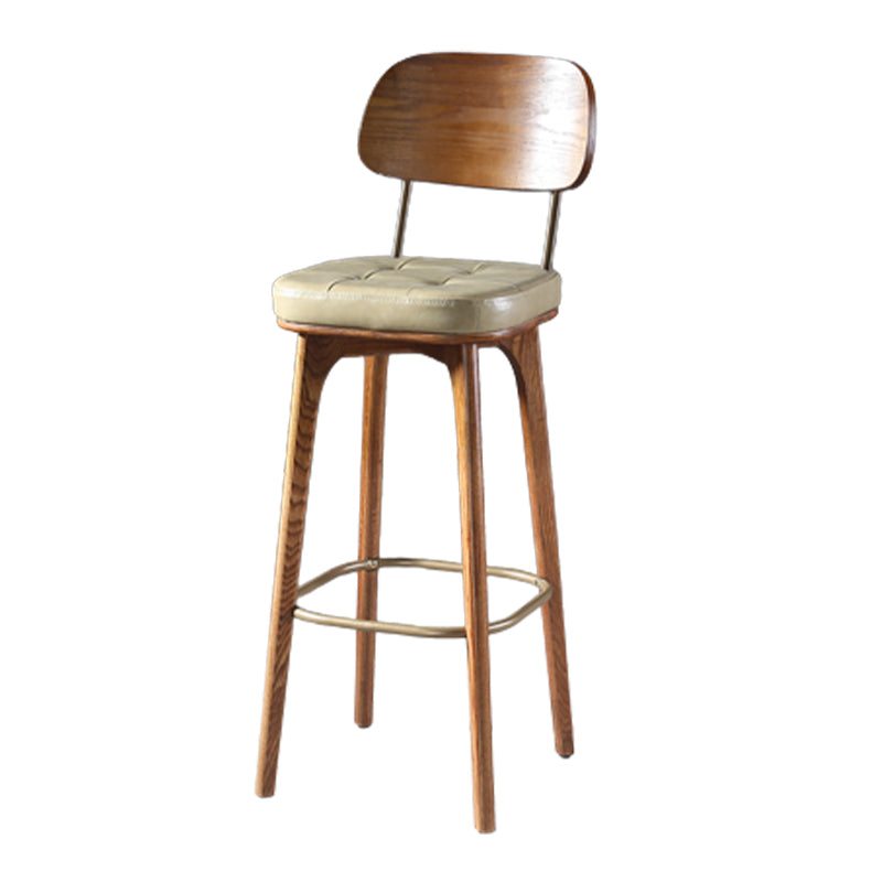 Modern Style Bar Stool Leather Backrest Bar Stools with Wooden Base Clearhalo 'Bar Furniture' 'Bar Stools' 'bar_stools' 'furn' 'furn_bar_stools' 'Furniture' 'Kitchen & Dining Furniture' 7376295