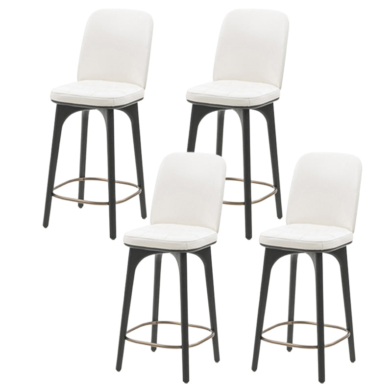 Modern Style Bar Stool Leather Backrest Bar Stools with Wooden Base White 4 Piece Set Clearhalo 'Bar Furniture' 'Bar Stools' 'bar_stools' 'furn' 'furn_bar_stools' 'Furniture' 'Kitchen & Dining Furniture' 7376296