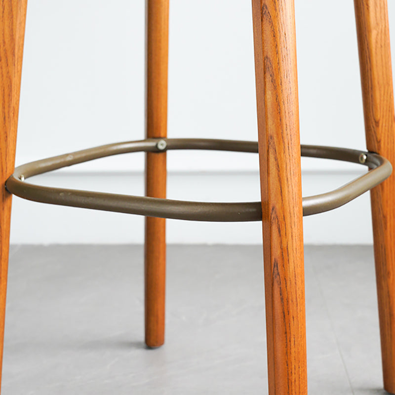 Modern Style Bar Stool Leather Backrest Bar Stools with Wooden Base Clearhalo 'Bar Furniture' 'Bar Stools' 'bar_stools' 'furn' 'furn_bar_stools' 'Furniture' 'Kitchen & Dining Furniture' 7376297