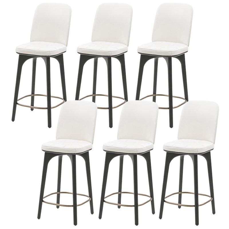 Modern Style Bar Stool Leather Backrest Bar Stools with Wooden Base White 6 Piece Set Clearhalo 'Bar Furniture' 'Bar Stools' 'bar_stools' 'furn' 'furn_bar_stools' 'Furniture' 'Kitchen & Dining Furniture' 7376298