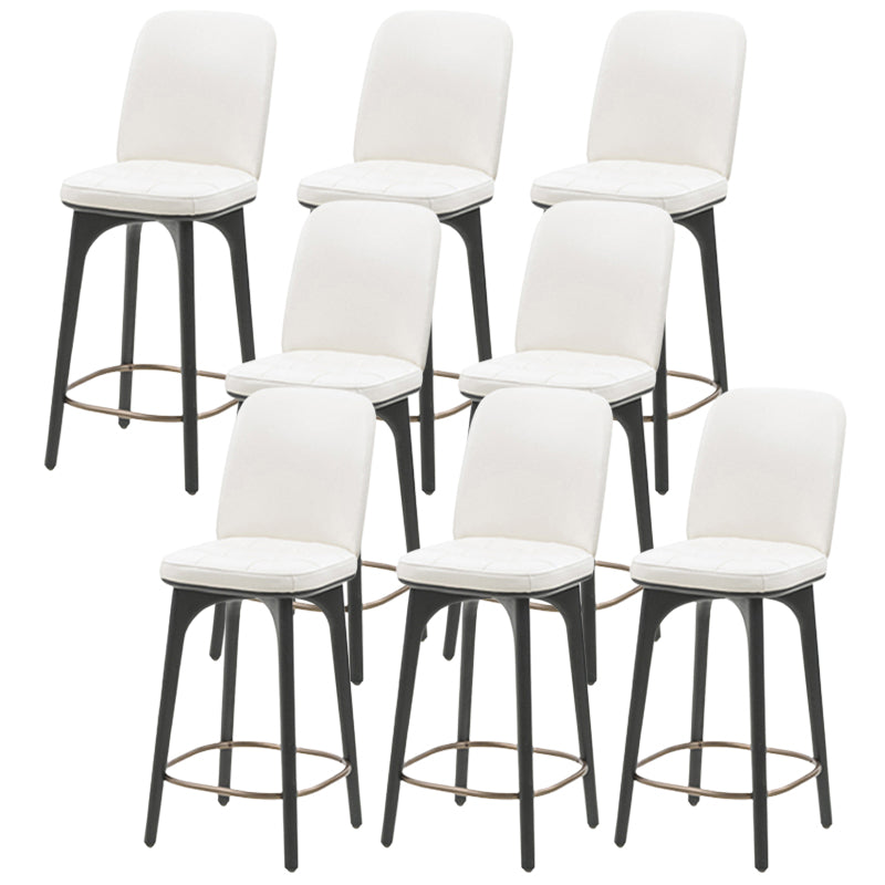 Modern Style Bar Stool Leather Backrest Bar Stools with Wooden Base White 8 Piece Set Clearhalo 'Bar Furniture' 'Bar Stools' 'bar_stools' 'furn' 'furn_bar_stools' 'Furniture' 'Kitchen & Dining Furniture' 7376300