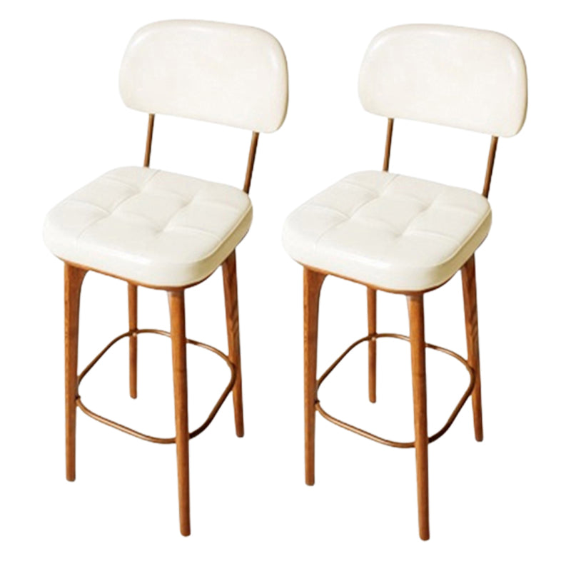 Modern Style Bar Stool Leather Backrest Bar Stools with Wooden Base Gloss White 2 Piece Set Clearhalo 'Bar Furniture' 'Bar Stools' 'bar_stools' 'furn' 'furn_bar_stools' 'Furniture' 'Kitchen & Dining Furniture' 7376301