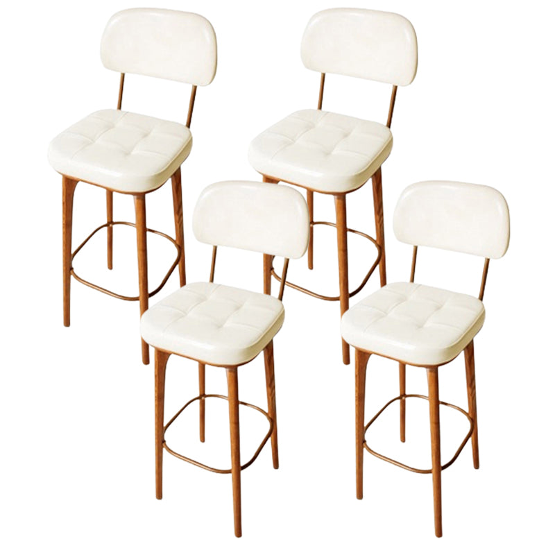Modern Style Bar Stool Leather Backrest Bar Stools with Wooden Base Gloss White 4 Piece Set Clearhalo 'Bar Furniture' 'Bar Stools' 'bar_stools' 'furn' 'furn_bar_stools' 'Furniture' 'Kitchen & Dining Furniture' 7376303