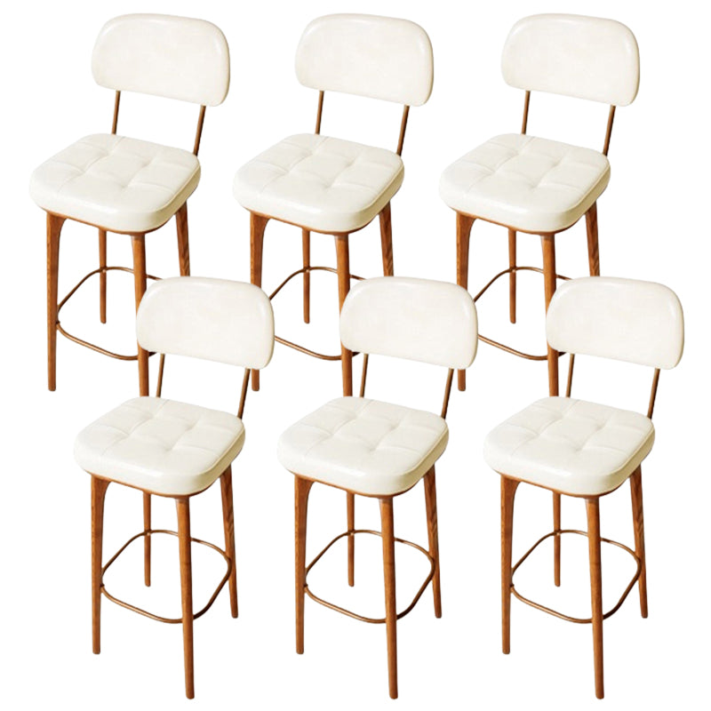 Modern Style Bar Stool Leather Backrest Bar Stools with Wooden Base Gloss White 6 Piece Set Clearhalo 'Bar Furniture' 'Bar Stools' 'bar_stools' 'furn' 'furn_bar_stools' 'Furniture' 'Kitchen & Dining Furniture' 7376305