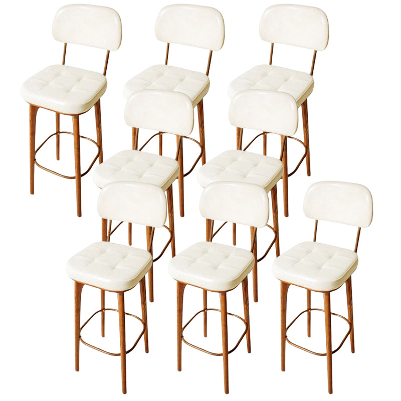 Modern Style Bar Stool Leather Backrest Bar Stools with Wooden Base Gloss White 8 Piece Set Clearhalo 'Bar Furniture' 'Bar Stools' 'bar_stools' 'furn' 'furn_bar_stools' 'Furniture' 'Kitchen & Dining Furniture' 7376306