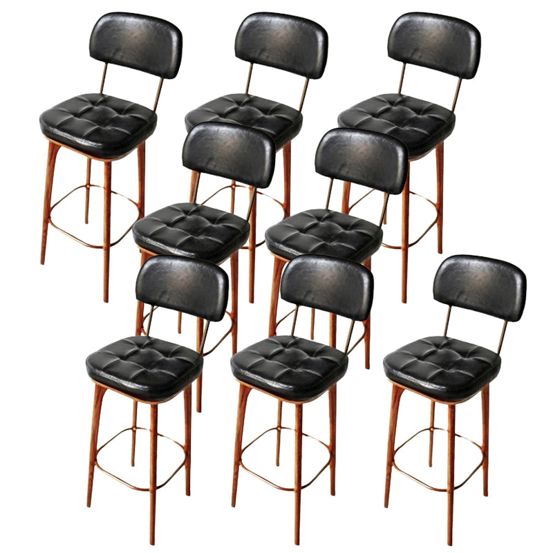 Modern Style Bar Stool Leather Backrest Bar Stools with Wooden Base Black 8 Piece Set Clearhalo 'Bar Furniture' 'Bar Stools' 'bar_stools' 'furn' 'furn_bar_stools' 'Furniture' 'Kitchen & Dining Furniture' 7376310