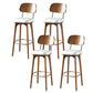 Modern Style Bar Stool Leather Backrest Bar Stools with Wooden Base White-Brown 4 Piece Set Clearhalo 'Bar Furniture' 'Bar Stools' 'bar_stools' 'furn' 'furn_bar_stools' 'Furniture' 'Kitchen & Dining Furniture' 7376312