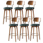 Modern Style Bar Stool Leather Backrest Bar Stools with Wooden Base Green-Brown 6 Piece Set Clearhalo 'Bar Furniture' 'Bar Stools' 'bar_stools' 'furn' 'furn_bar_stools' 'Furniture' 'Kitchen & Dining Furniture' 7376317