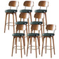 Modern Style Bar Stool Leather Backrest Bar Stools with Wooden Base Green-Brown 8 Piece Set Clearhalo 'Bar Furniture' 'Bar Stools' 'bar_stools' 'furn' 'furn_bar_stools' 'Furniture' 'Kitchen & Dining Furniture' 7376318