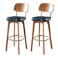 Modern Style Bar Stool Leather Backrest Bar Stools with Wooden Base Blue-Brown 2 Piece Set Clearhalo 'Bar Furniture' 'Bar Stools' 'bar_stools' 'furn' 'furn_bar_stools' 'Furniture' 'Kitchen & Dining Furniture' 7376319
