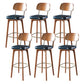 Modern Style Bar Stool Leather Backrest Bar Stools with Wooden Base Blue-Brown 6 Piece Set Clearhalo 'Bar Furniture' 'Bar Stools' 'bar_stools' 'furn' 'furn_bar_stools' 'Furniture' 'Kitchen & Dining Furniture' 7376321