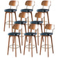 Modern Style Bar Stool Leather Backrest Bar Stools with Wooden Base Blue-Brown 8 Piece Set Clearhalo 'Bar Furniture' 'Bar Stools' 'bar_stools' 'furn' 'furn_bar_stools' 'Furniture' 'Kitchen & Dining Furniture' 7376322