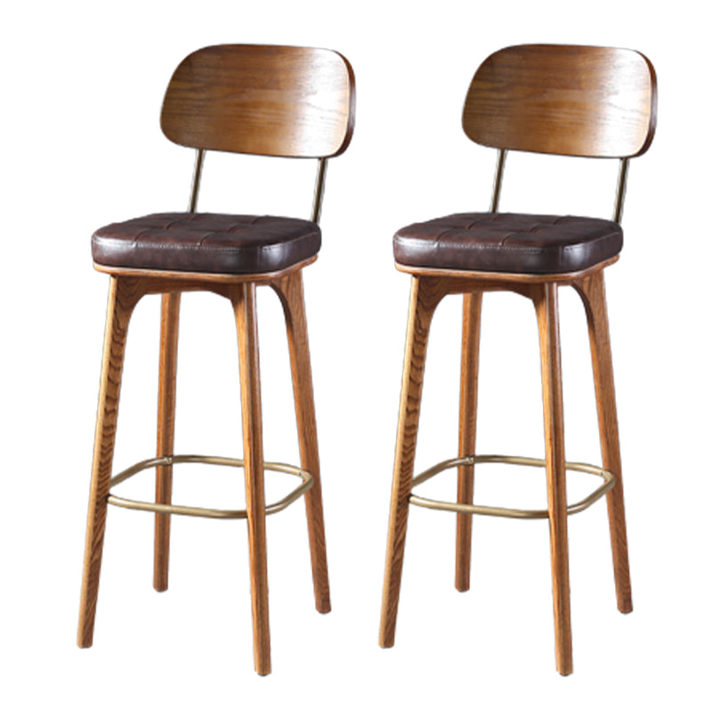 Modern Style Bar Stool Leather Backrest Bar Stools with Wooden Base Coffee 2 Piece Set Clearhalo 'Bar Furniture' 'Bar Stools' 'bar_stools' 'furn' 'furn_bar_stools' 'Furniture' 'Kitchen & Dining Furniture' 7376323