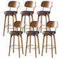 Modern Style Bar Stool Leather Backrest Bar Stools with Wooden Base Coffee 6 Piece Set Clearhalo 'Bar Furniture' 'Bar Stools' 'bar_stools' 'furn' 'furn_bar_stools' 'Furniture' 'Kitchen & Dining Furniture' 7376325