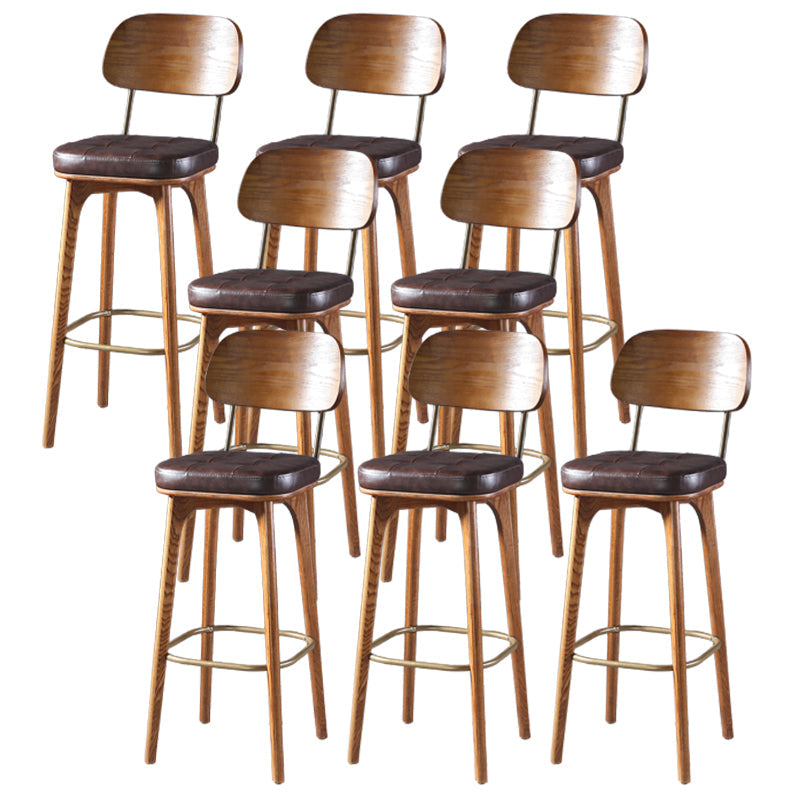 Modern Style Bar Stool Leather Backrest Bar Stools with Wooden Base Coffee 8 Piece Set Clearhalo 'Bar Furniture' 'Bar Stools' 'bar_stools' 'furn' 'furn_bar_stools' 'Furniture' 'Kitchen & Dining Furniture' 7376326
