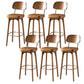 Modern Style Bar Stool Leather Backrest Bar Stools with Wooden Base Brown 6 Piece Set Clearhalo 'Bar Furniture' 'Bar Stools' 'bar_stools' 'furn' 'furn_bar_stools' 'Furniture' 'Kitchen & Dining Furniture' 7376329