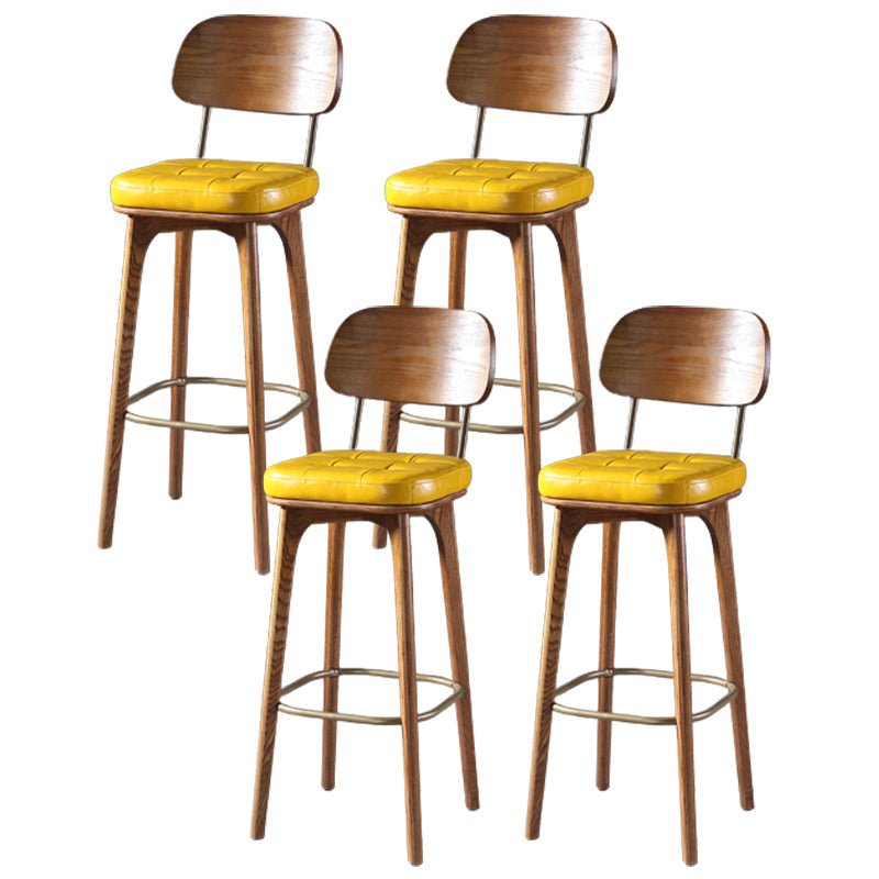 Modern Style Bar Stool Leather Backrest Bar Stools with Wooden Base Ginger 4 Piece Set Clearhalo 'Bar Furniture' 'Bar Stools' 'bar_stools' 'furn' 'furn_bar_stools' 'Furniture' 'Kitchen & Dining Furniture' 7376332