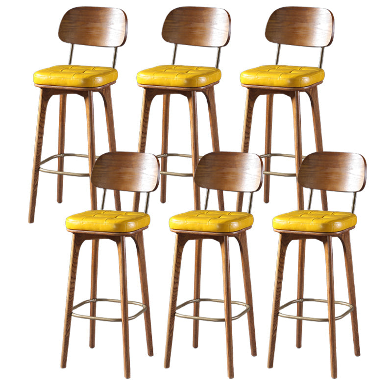 Modern Style Bar Stool Leather Backrest Bar Stools with Wooden Base Ginger 6 Piece Set Clearhalo 'Bar Furniture' 'Bar Stools' 'bar_stools' 'furn' 'furn_bar_stools' 'Furniture' 'Kitchen & Dining Furniture' 7376333