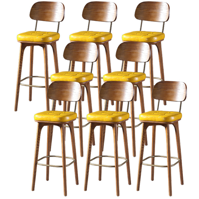 Modern Style Bar Stool Leather Backrest Bar Stools with Wooden Base Ginger 8 Piece Set Clearhalo 'Bar Furniture' 'Bar Stools' 'bar_stools' 'furn' 'furn_bar_stools' 'Furniture' 'Kitchen & Dining Furniture' 7376334