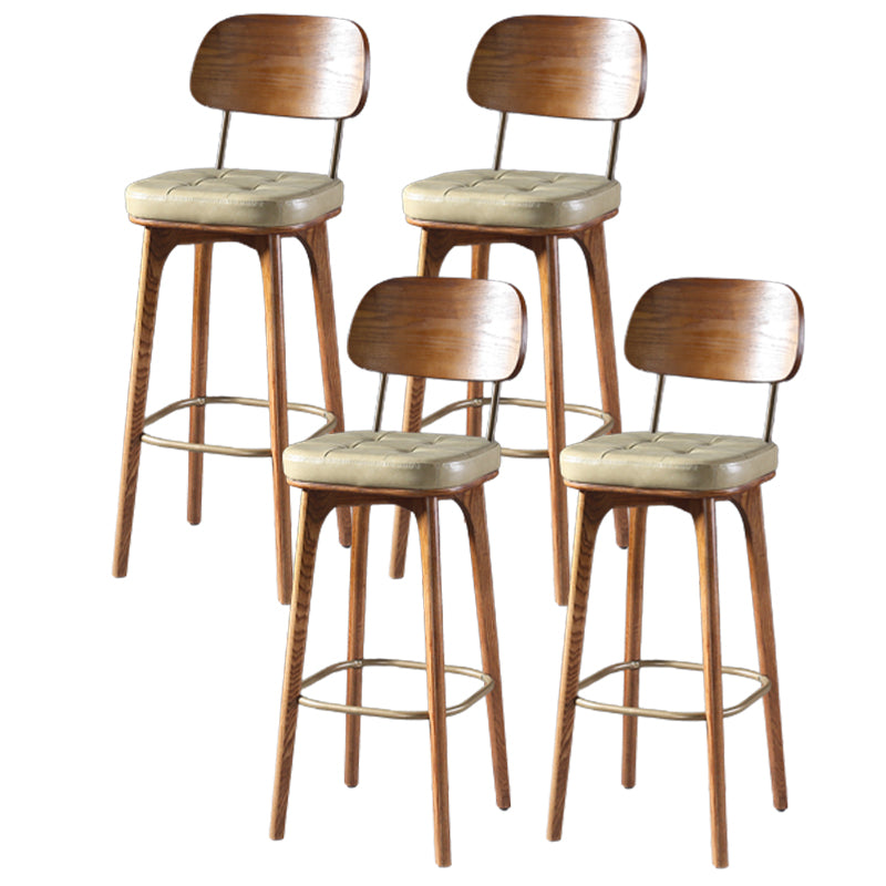 Modern Style Bar Stool Leather Backrest Bar Stools with Wooden Base Khaki 4 Piece Set Clearhalo 'Bar Furniture' 'Bar Stools' 'bar_stools' 'furn' 'furn_bar_stools' 'Furniture' 'Kitchen & Dining Furniture' 7376336