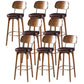 Modern Style Bar Stool Leather Backrest Bar Stools with Wooden Base Burgundy 8 Piece Set Clearhalo 'Bar Furniture' 'Bar Stools' 'bar_stools' 'furn' 'furn_bar_stools' 'Furniture' 'Kitchen & Dining Furniture' 7376342