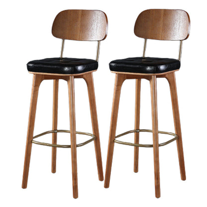 Modern Style Bar Stool Leather Backrest Bar Stools with Wooden Base Black-Brown 2 Piece Set Clearhalo 'Bar Furniture' 'Bar Stools' 'bar_stools' 'furn' 'furn_bar_stools' 'Furniture' 'Kitchen & Dining Furniture' 7376343