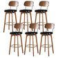 Modern Style Bar Stool Leather Backrest Bar Stools with Wooden Base Black-Brown 6 Piece Set Clearhalo 'Bar Furniture' 'Bar Stools' 'bar_stools' 'furn' 'furn_bar_stools' 'Furniture' 'Kitchen & Dining Furniture' 7376345