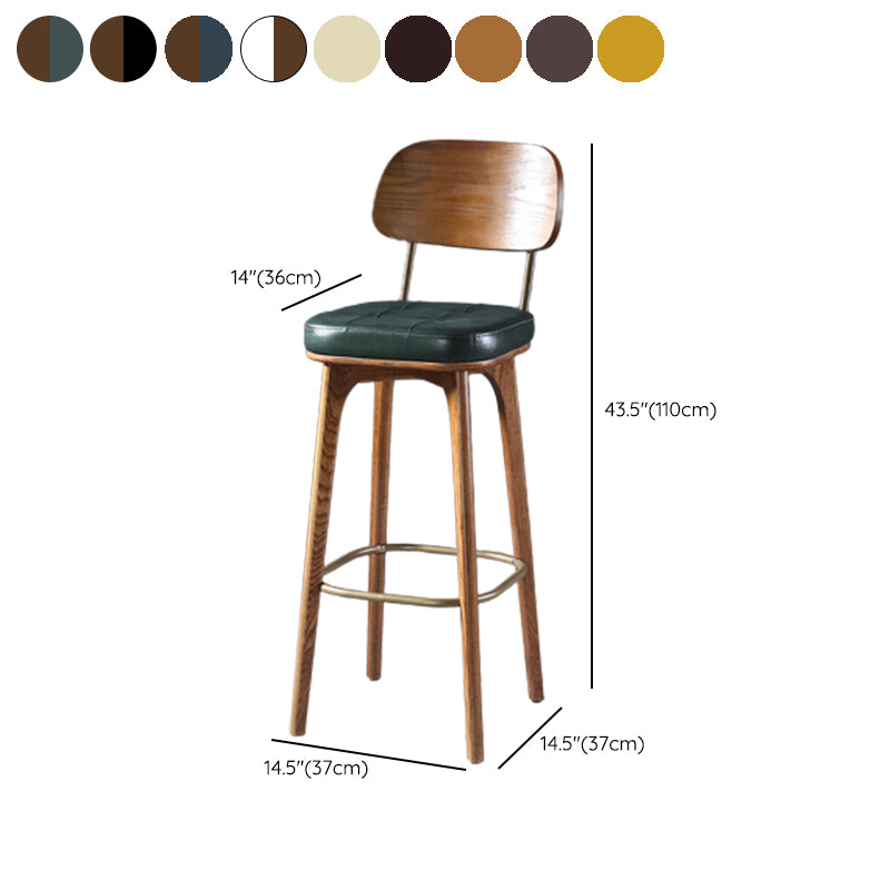 Modern Style Bar Stool Leather Backrest Bar Stools with Wooden Base Clearhalo 'Bar Furniture' 'Bar Stools' 'bar_stools' 'furn' 'furn_bar_stools' 'Furniture' 'Kitchen & Dining Furniture' 7376348