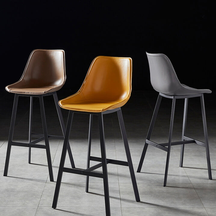 Faux Leather Counter Stool Modern Style Low Back Barstool with Metal Legs Clearhalo 'Bar Furniture' 'Bar Stools' 'bar_stools' 'furn' 'furn_bar_stools' 'Furniture' 'Kitchen & Dining Furniture' 7376350
