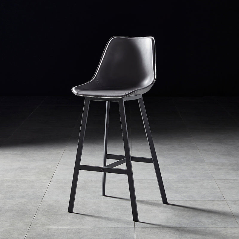 Faux Leather Counter Stool Modern Style Low Back Barstool with Metal Legs Grey 1 Piece Clearhalo 'Bar Furniture' 'Bar Stools' 'bar_stools' 'furn' 'furn_bar_stools' 'Furniture' 'Kitchen & Dining Furniture' 7376351