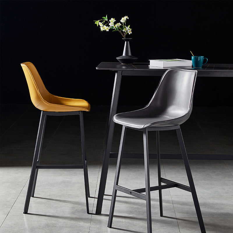 Faux Leather Counter Stool Modern Style Low Back Barstool with Metal Legs Clearhalo 'Bar Furniture' 'Bar Stools' 'bar_stools' 'furn' 'furn_bar_stools' 'Furniture' 'Kitchen & Dining Furniture' 7376352