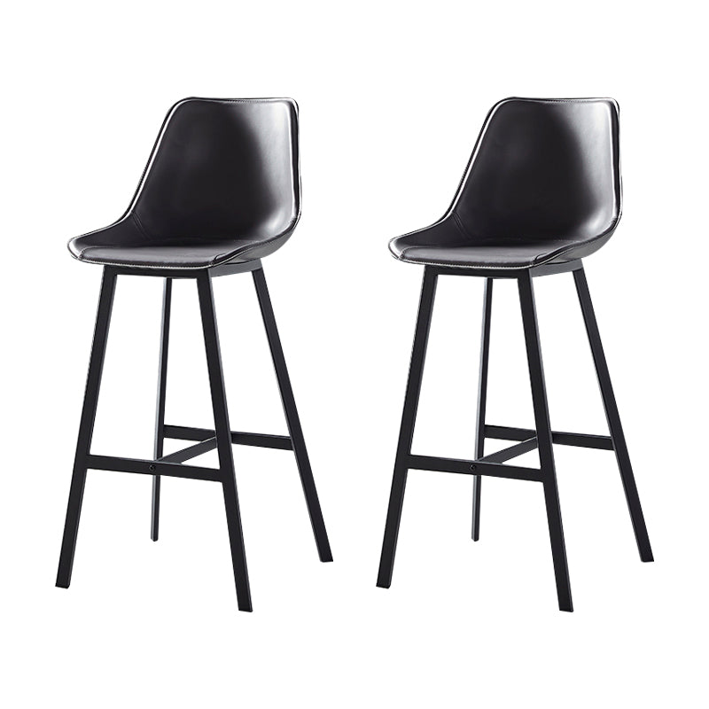 Faux Leather Counter Stool Modern Style Low Back Barstool with Metal Legs Grey 2 Piece Set Clearhalo 'Bar Furniture' 'Bar Stools' 'bar_stools' 'furn' 'furn_bar_stools' 'Furniture' 'Kitchen & Dining Furniture' 7376353