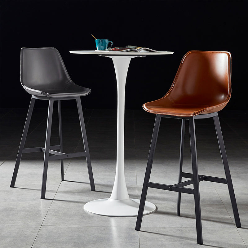 Faux Leather Counter Stool Modern Style Low Back Barstool with Metal Legs Clearhalo 'Bar Furniture' 'Bar Stools' 'bar_stools' 'furn' 'furn_bar_stools' 'Furniture' 'Kitchen & Dining Furniture' 7376354