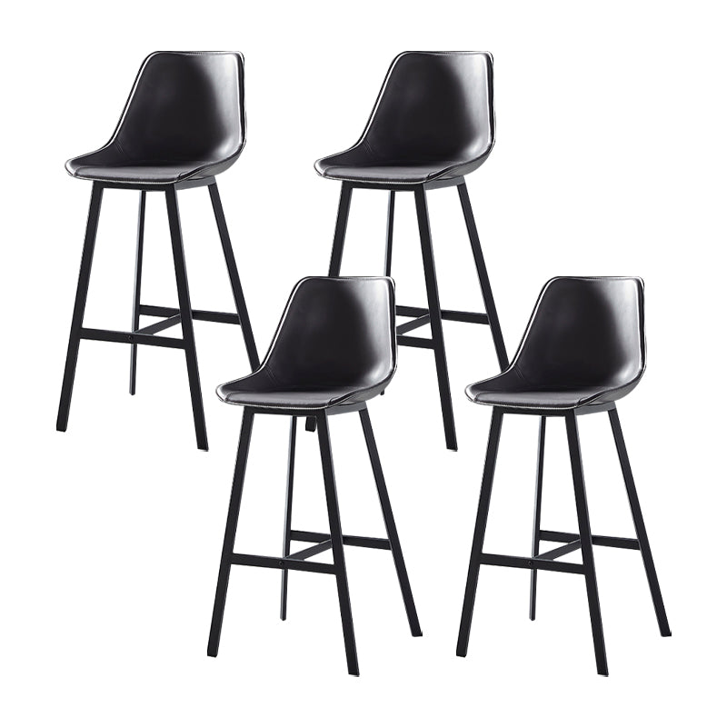 Faux Leather Counter Stool Modern Style Low Back Barstool with Metal Legs Grey 4 Piece Set Clearhalo 'Bar Furniture' 'Bar Stools' 'bar_stools' 'furn' 'furn_bar_stools' 'Furniture' 'Kitchen & Dining Furniture' 7376355