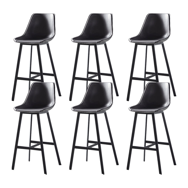 Faux Leather Counter Stool Modern Style Low Back Barstool with Metal Legs Grey 6 Piece Set Clearhalo 'Bar Furniture' 'Bar Stools' 'bar_stools' 'furn' 'furn_bar_stools' 'Furniture' 'Kitchen & Dining Furniture' 7376357