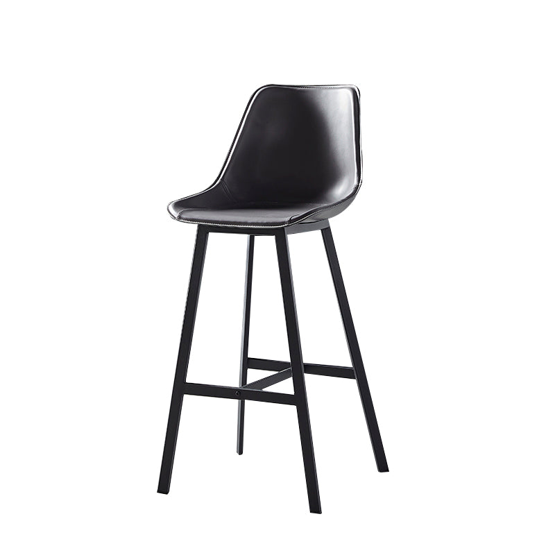 Faux Leather Counter Stool Modern Style Low Back Barstool with Metal Legs Clearhalo 'Bar Furniture' 'Bar Stools' 'bar_stools' 'furn' 'furn_bar_stools' 'Furniture' 'Kitchen & Dining Furniture' 7376358