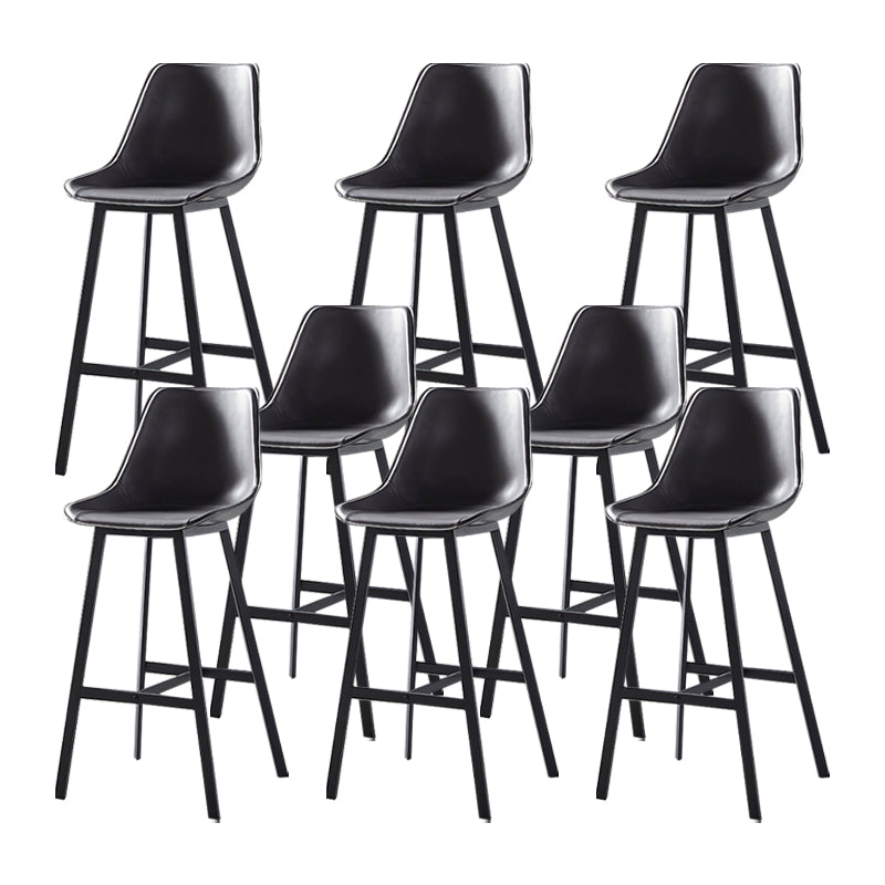 Faux Leather Counter Stool Modern Style Low Back Barstool with Metal Legs Grey 8 Piece Set Clearhalo 'Bar Furniture' 'Bar Stools' 'bar_stools' 'furn' 'furn_bar_stools' 'Furniture' 'Kitchen & Dining Furniture' 7376359